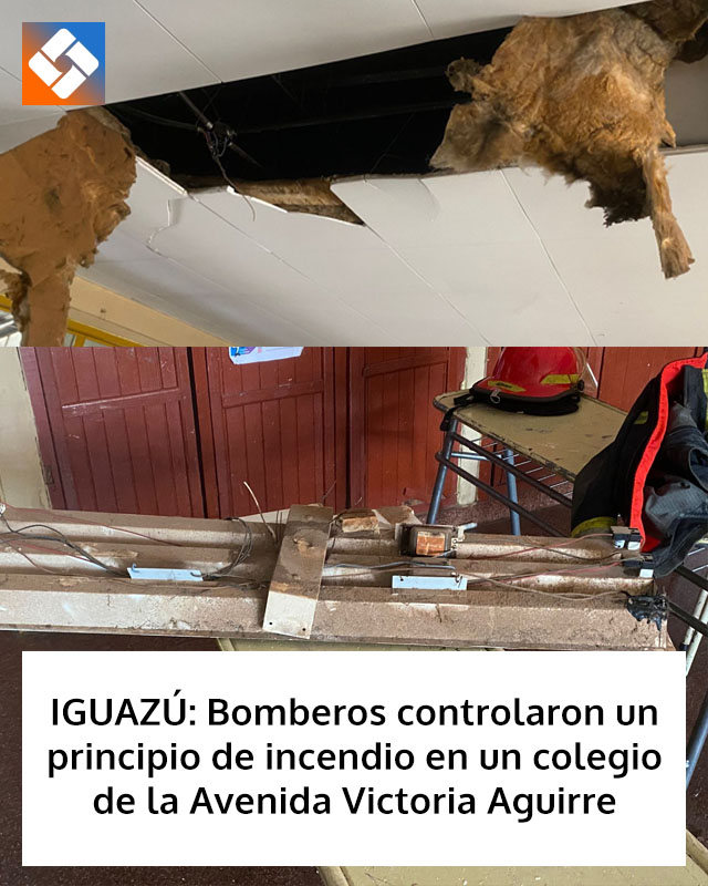 IGUAZÚ: Bomberos controlaron un principio de incendio en un colegio de la Avenida Victoria Aguirre