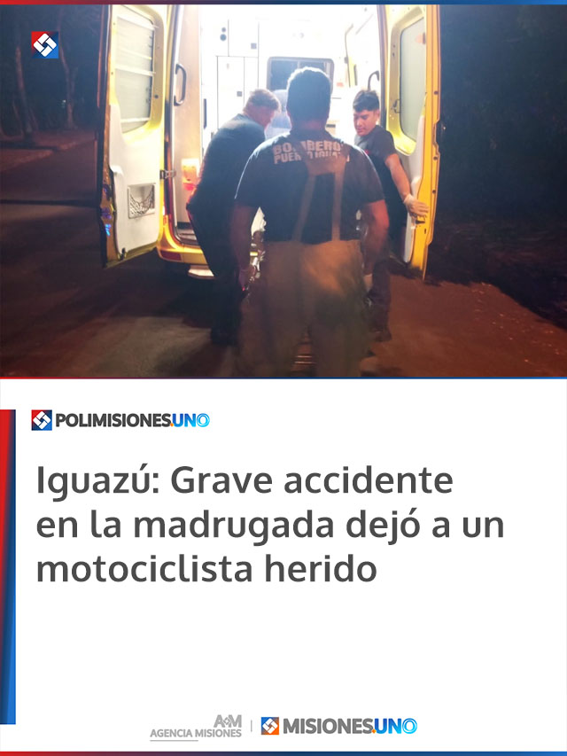 Iguazú: Grave accidente en la madrugada dejó a un motociclista herido