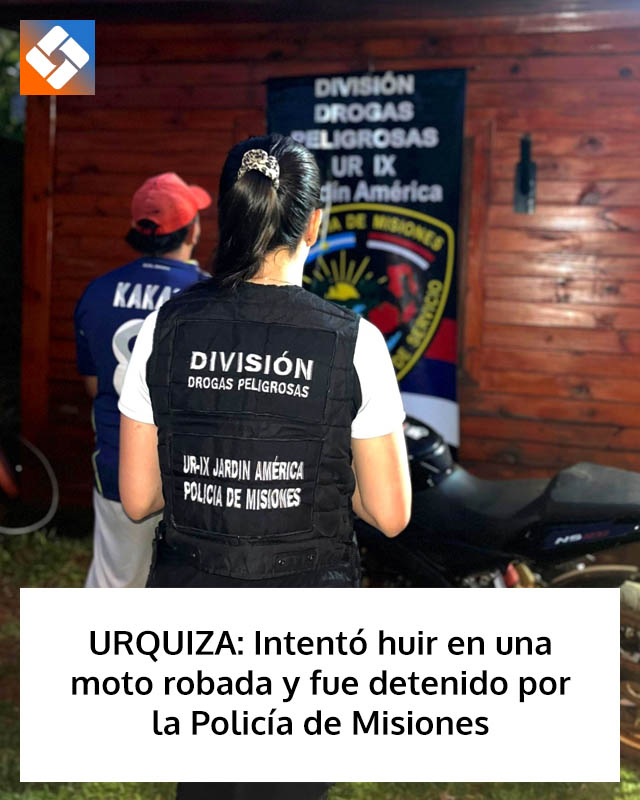 URQUIZA: Intentó huir en una moto robada y fue detenido por la Policía de Misiones