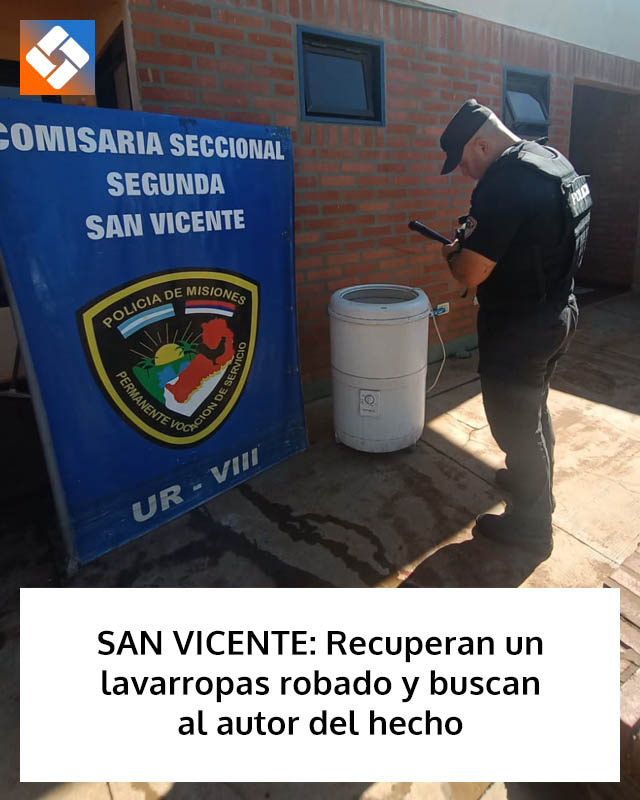 SAN VICENTE: Recuperan un lavarropas robado y buscan al autor del hecho