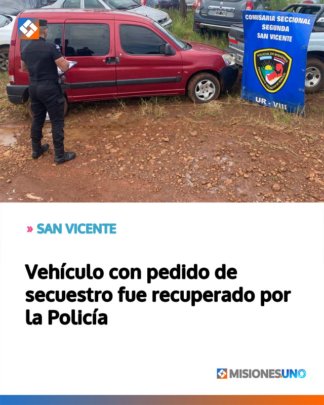SAN VICENTE: Vehículo con pedido de secuestro fue recuperado por la Policía
