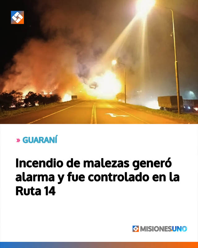 Incendio de malezas generó alarma y fue controlado en la Ruta 14