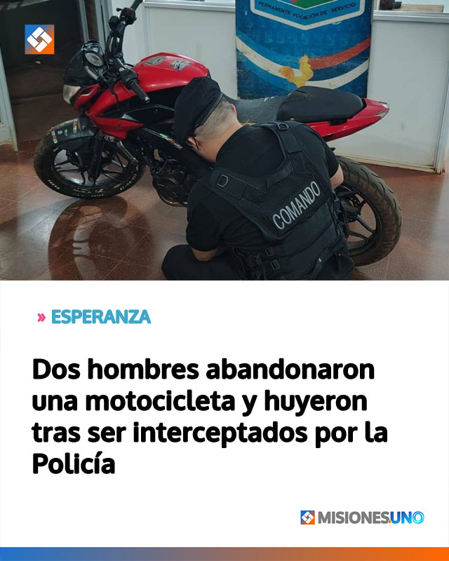Dos hombres abandonaron una motocicleta y huyeron tras ser interceptados por la Policía