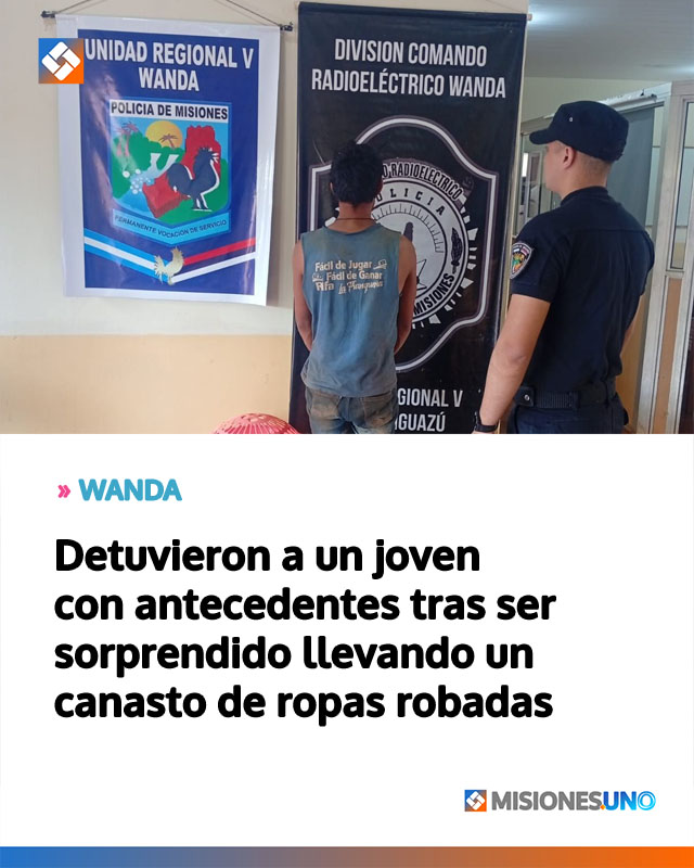 WANDA: Detuvieron a un joven con antecedentes tras ser sorprendido llevando un canasto de ropas robadas