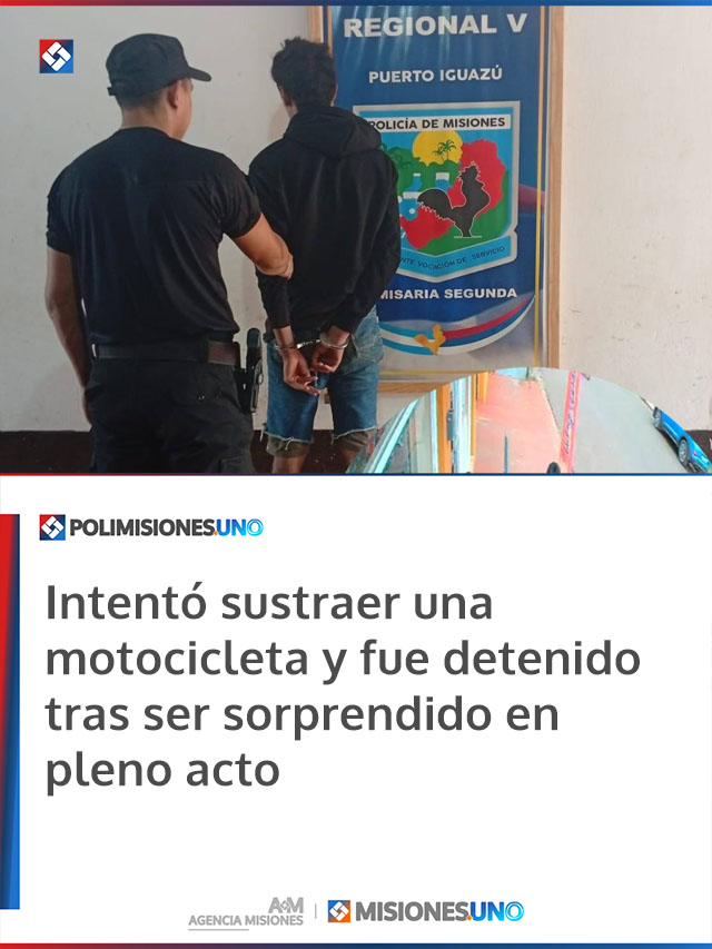 Intentó sustraer una motocicleta y fue detenido tras ser sorprendido en pleno acto