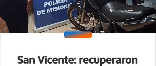 San Vicente: recuperaron una motocicleta robada que estaba oculta en un yerbal